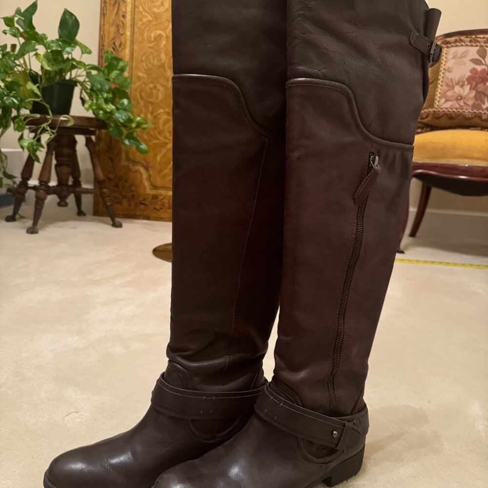 Luxury Rebel Tall Brown Leather “Lynn” Boots Sz 38 Eu 7.5 US